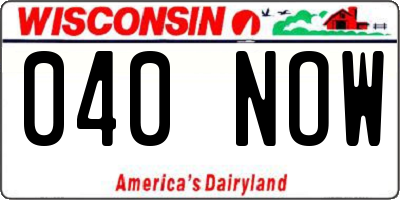 WI license plate 040NOW