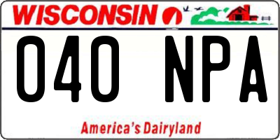 WI license plate 040NPA