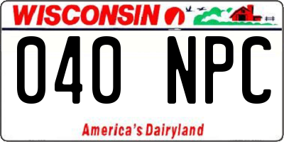 WI license plate 040NPC