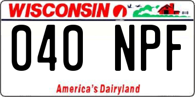 WI license plate 040NPF
