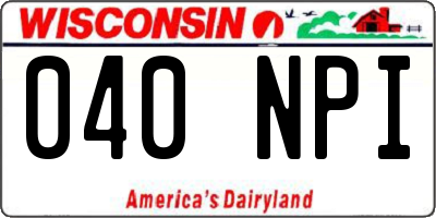 WI license plate 040NPI