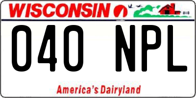 WI license plate 040NPL