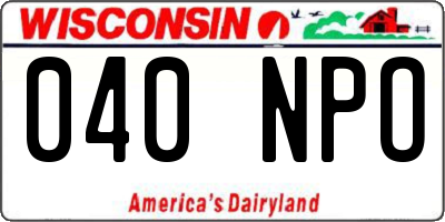 WI license plate 040NPO