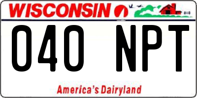 WI license plate 040NPT