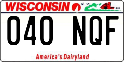 WI license plate 040NQF