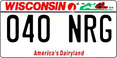 WI license plate 040NRG