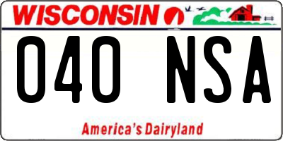 WI license plate 040NSA