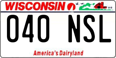 WI license plate 040NSL