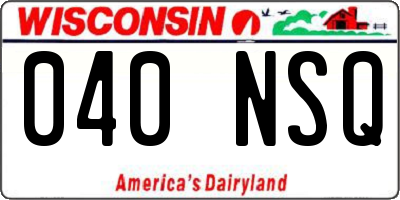 WI license plate 040NSQ
