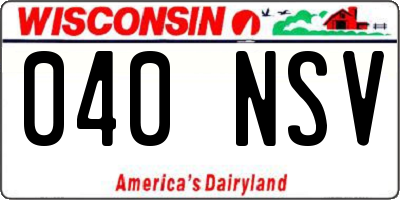 WI license plate 040NSV