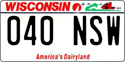WI license plate 040NSW