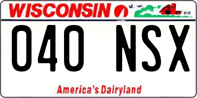 WI license plate 040NSX