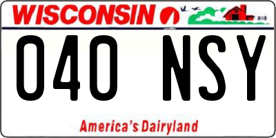 WI license plate 040NSY