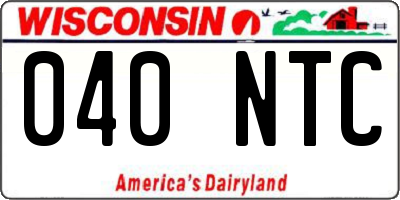 WI license plate 040NTC