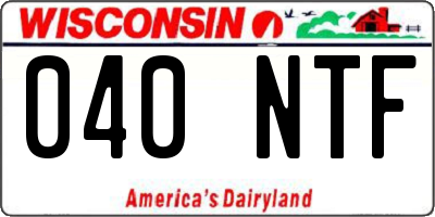WI license plate 040NTF