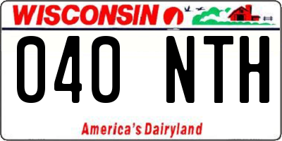 WI license plate 040NTH
