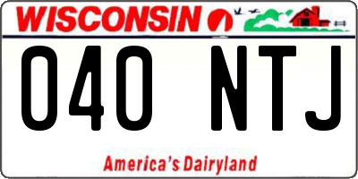 WI license plate 040NTJ