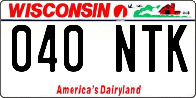 WI license plate 040NTK