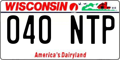 WI license plate 040NTP