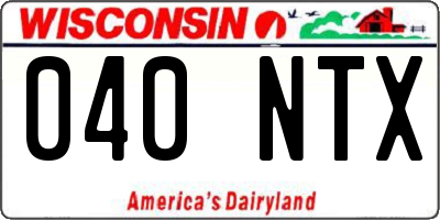 WI license plate 040NTX