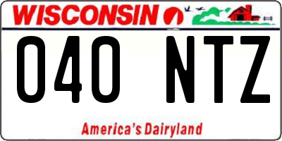 WI license plate 040NTZ