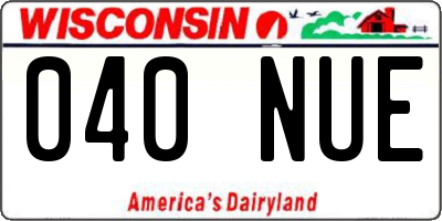 WI license plate 040NUE