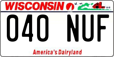 WI license plate 040NUF