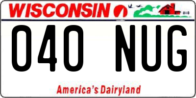 WI license plate 040NUG