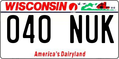 WI license plate 040NUK