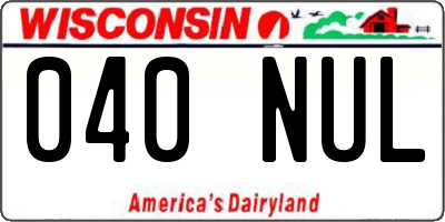 WI license plate 040NUL