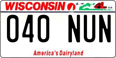 WI license plate 040NUN