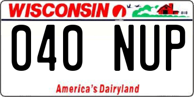 WI license plate 040NUP