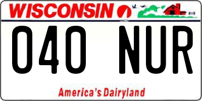 WI license plate 040NUR