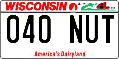WI license plate 040NUT