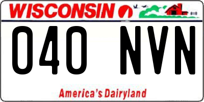 WI license plate 040NVN