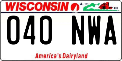 WI license plate 040NWA