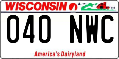 WI license plate 040NWC