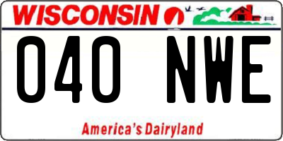 WI license plate 040NWE