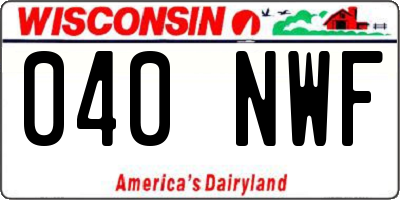 WI license plate 040NWF