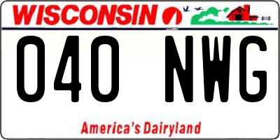 WI license plate 040NWG