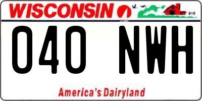 WI license plate 040NWH