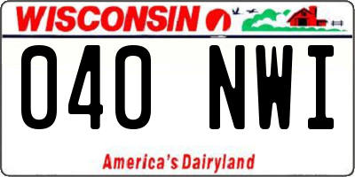 WI license plate 040NWI