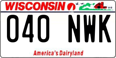 WI license plate 040NWK