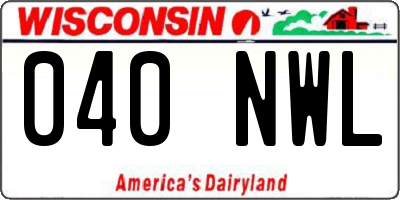 WI license plate 040NWL