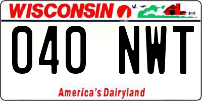 WI license plate 040NWT