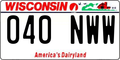 WI license plate 040NWW