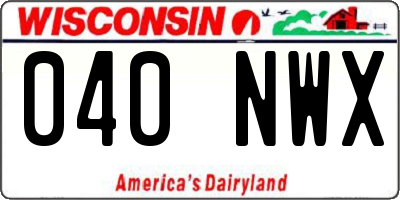 WI license plate 040NWX