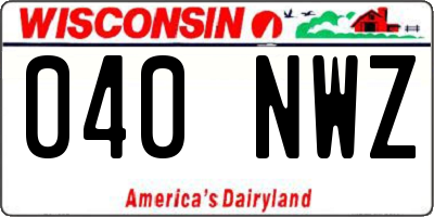 WI license plate 040NWZ