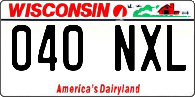 WI license plate 040NXL