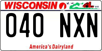 WI license plate 040NXN